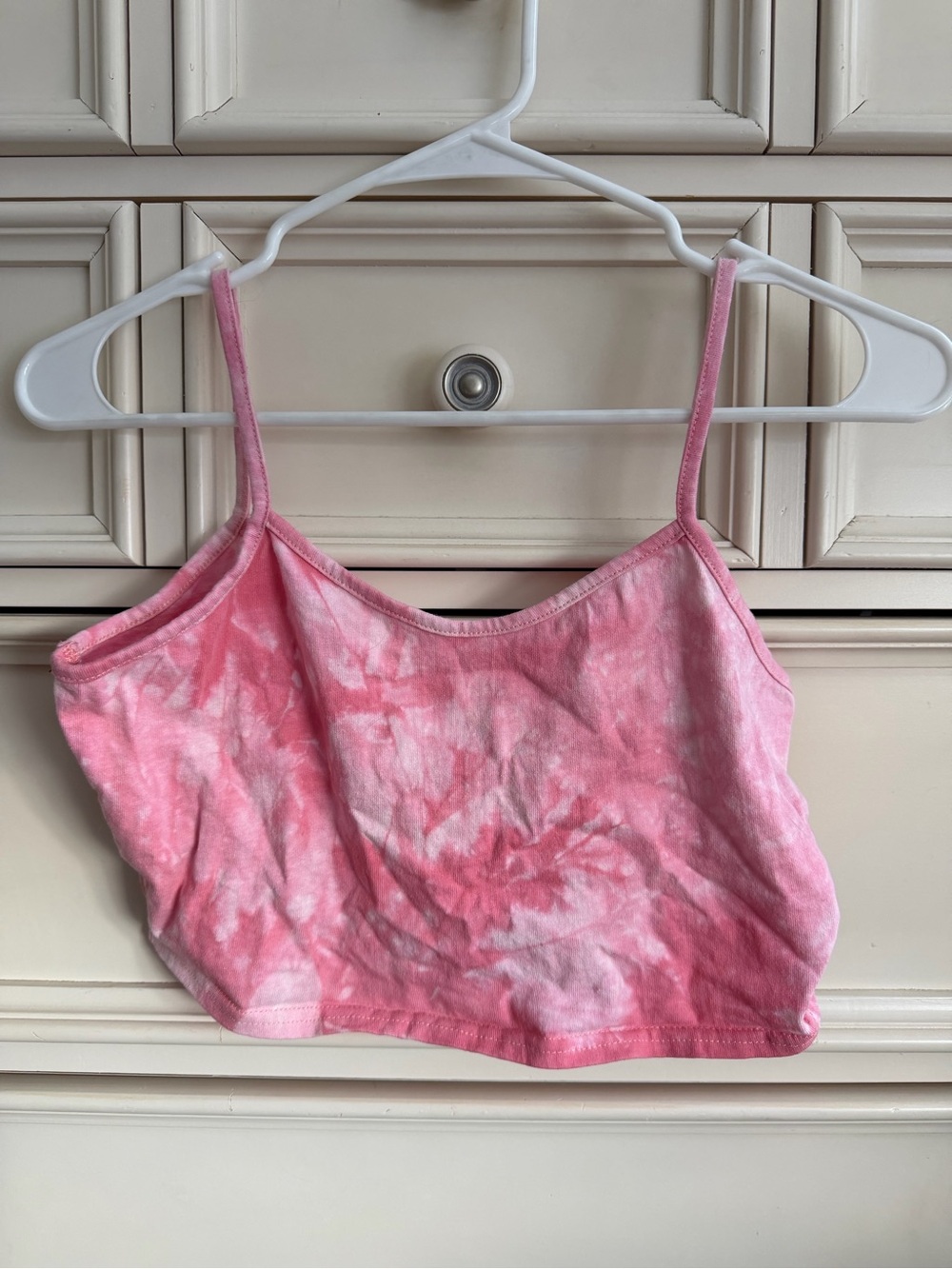ROMWE Pink Tie-Dye Cropped Camisole